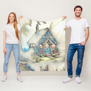 Little Cottage In The Woods - Enchanting Escape Fleece Blanket
