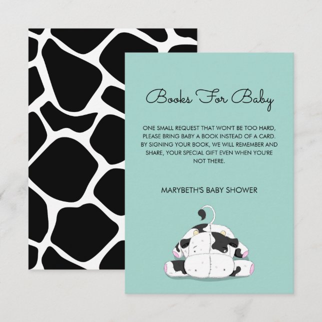 Little Cow Baby Shower Bring A Book Request Card (Front/Back)