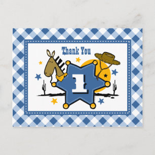 Little Cowboy 1er Anniversaire Carte postale Merci