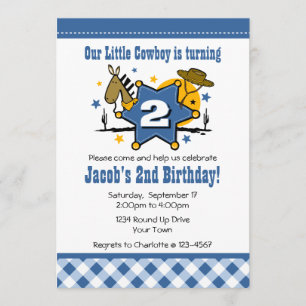 Little Cowboy 2nd Birthday Party Invitation