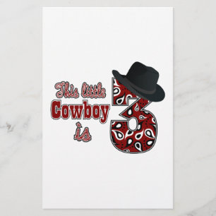 Little Cowboy 3rd Birthday Stationery