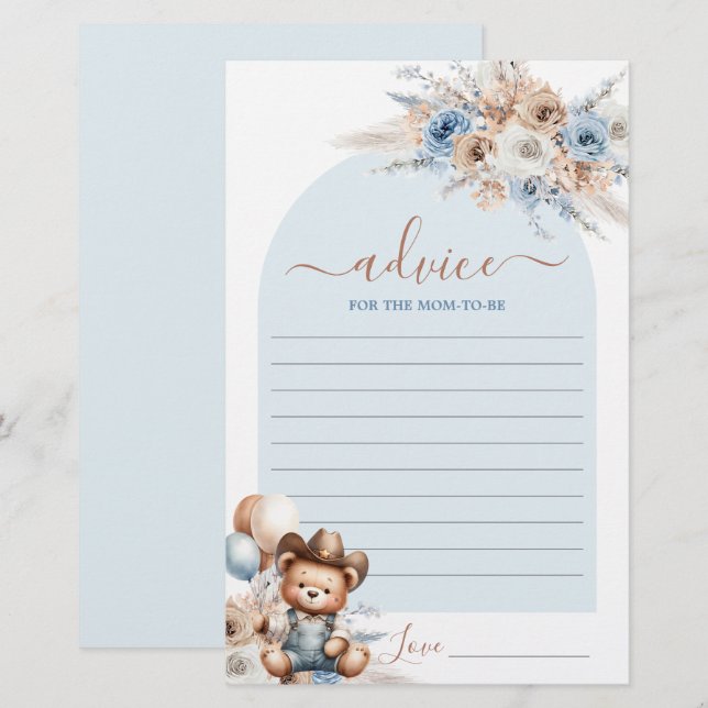 Little Cowboy Advice for the Mom To Be card (Front/Back)