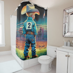 Little Cowboy at Rodeo Fence American Flag Horses