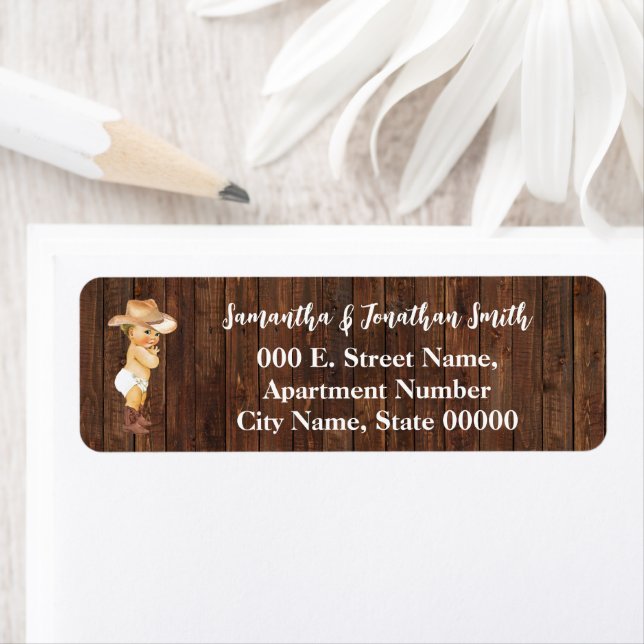 Little Cowboy Baby shower Adresse de retour (En situation)