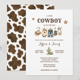 Little Cowboy Baby Shower Clothesline Invitation