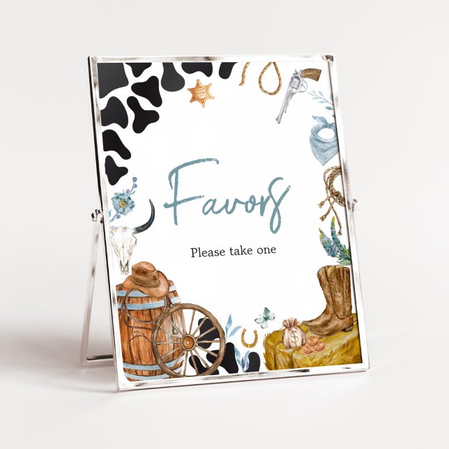 Little Cowboy Baby Shower Favours Poster (Wild West Baby Shower Favors Sign)
