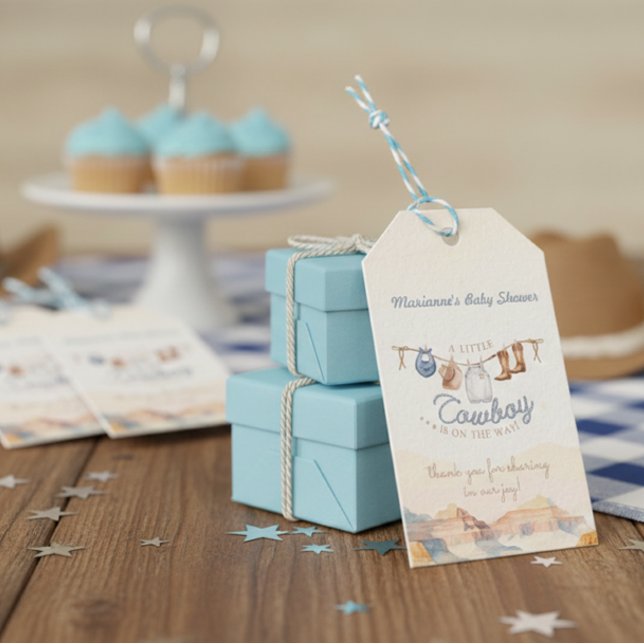 Little Cowboy Baby Shower Gift Tag (Creator Uploaded)