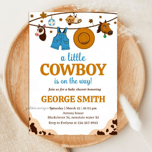 Little Cowboy Baby Shower Honouring Party Invitation
