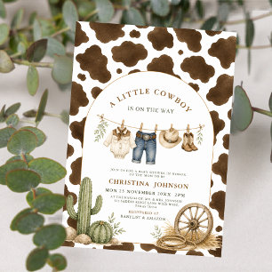 Little Cowboy Baby Shower Invitation   Cow Print