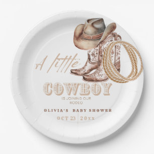 Little Cowboy Baby shower Paper Plate