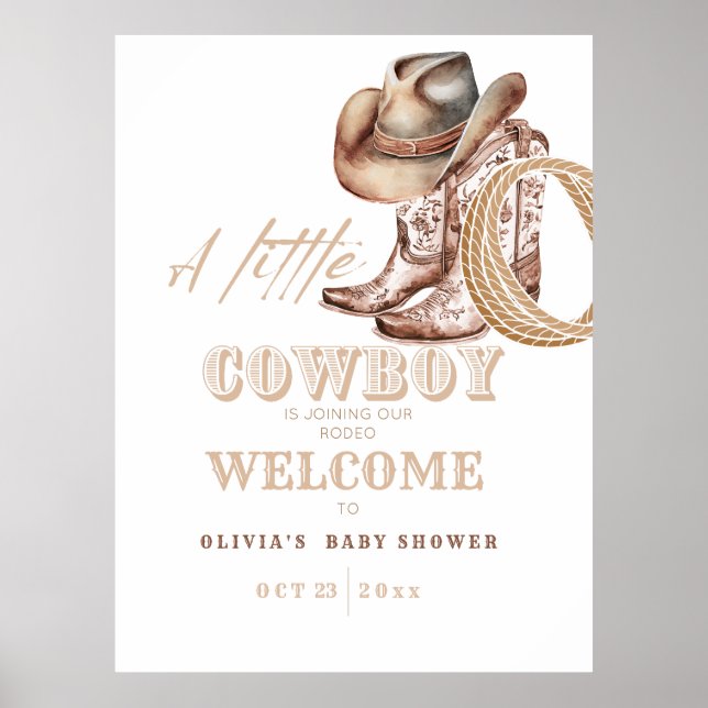 Little Cowboy Baby shower Welcome sign (Front)