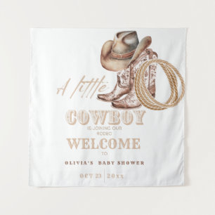 Little Cowboy Baby shower Welcome sign Tapestry