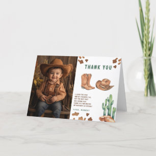 Little Cowboy Birthday Party Thank you Card