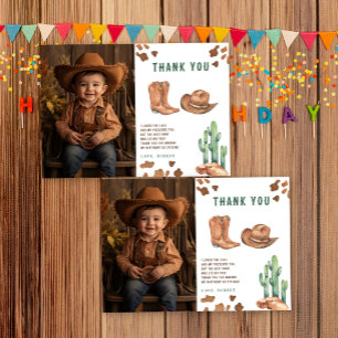 Little Cowboy Birthday Party Thank you Card