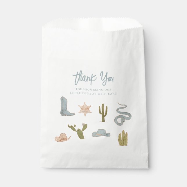Little Cowboy Blue Baby Shower Favour Bag (Front)