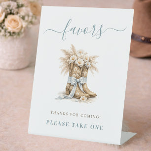 Little Cowboy Boots Western Baby Boy Shower Favour Pedestal Sign