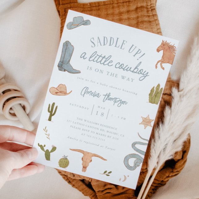 Little Cowboy Boy Baby Shower  Invitation (Creator Uploaded)