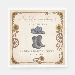 Little Cowboy Boy Baby Shower Napkin