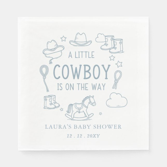 Little Cowboy Boy Baby Shower Napkin (Front)