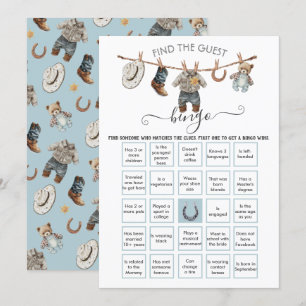 Little Cowboy Clothesline Find the Guest BINGO  Invitation