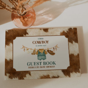 Little Cowboy Cow Western Clothesline Baby Shower Guest Book