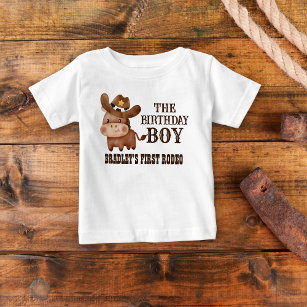 Little cowboy first rodeo personalized name baby T-Shirt