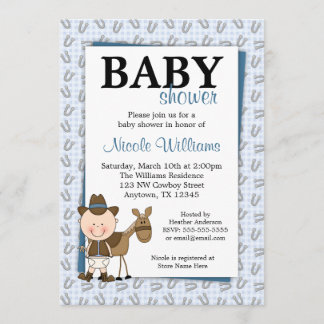 Little Cowboy Horseshoes Baby Shower Invitations