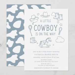Little Cowboy Is On The Way Boy Baby Shower Invitation