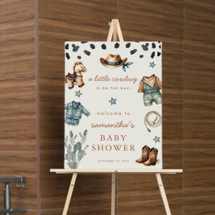 Little Cowboy is on way boy baby shower welcome Poster