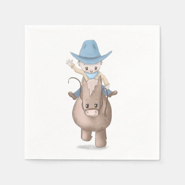 Little Cowboy Kids Western Birthday Party Napkin (Front)