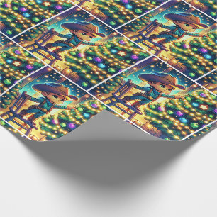 Little Cowboy  On Chair Decorating Christmas Tree Wrapping Paper