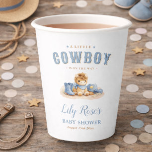 Little Cowboy On The Way Baby Boy Shower Paper Cups