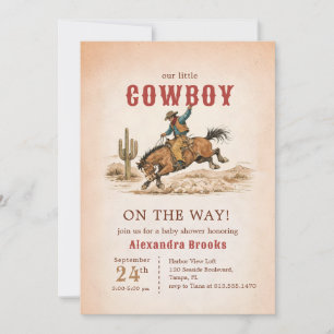 Little Cowboy On The Way Baby Shower Invitation