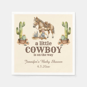  little cowboy on the way,western boy baby shower  napkin