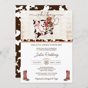 Little Cowboy Rustic Western V4 Boy Baby Shower Invitation