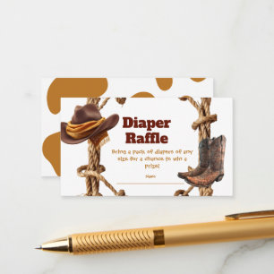 Little Cowboy Western Baby Shower Diaper Raffle Enclosure Card