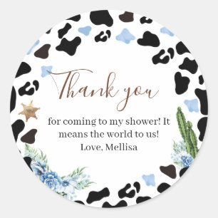 Little Cowboy Western Baby Shower Thank you Classic Round Sticker