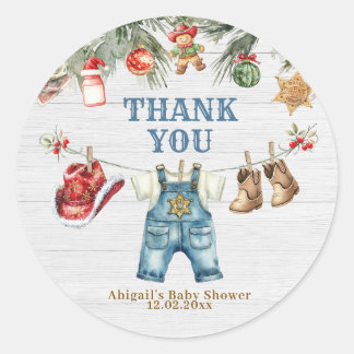 Little Cowboy Western Holiday Party Sticker