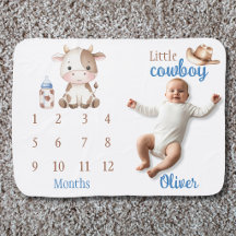 Little Cowboy Western Milestone Baby Blanket