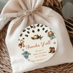 Little Cowboy western theme boy baby shower Favour Tags