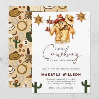 Little Cowboy Western theme Rodeo Baby Shower Invitation