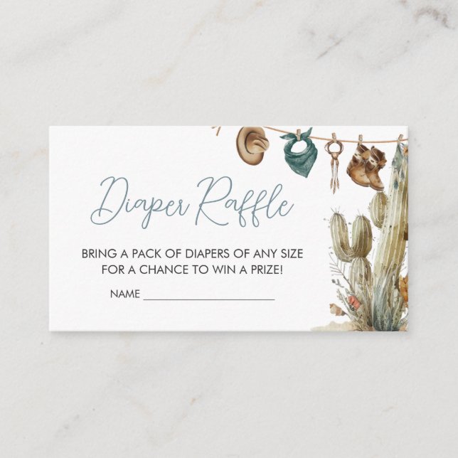 Little Cowboy Wild West Baby Shower Diaper Raffle Enclosure Card (Front)