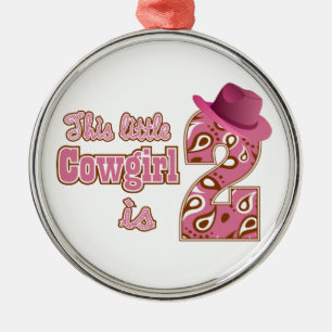 Little Cowgirl 2nd Birthday Metal Ornament
