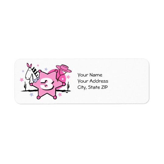 Little Cowgirl 3rd Birthday Label Return Address Label
