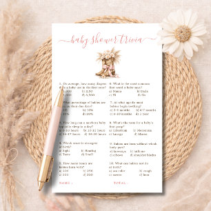 Little Cowgirl Actvities Baby Shower Trivia Game