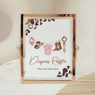 Little Cowgirl Baby Shower Diaper Raffle Poster