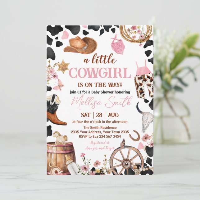Little Cowgirl Baby Shower Invitation (Standing Front)