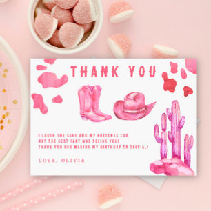 Little Cowgirl Birthday Party Thank you Card