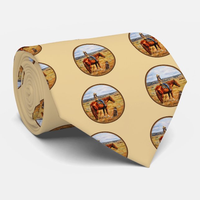 Little Cowgirl on Cattle Horse Tie (Rolled)