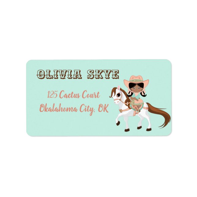 Little Cowgirl on Horse Girls Western Label (Front)